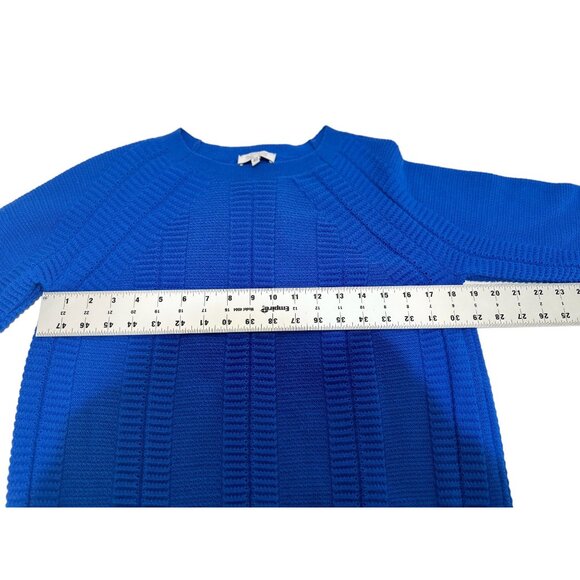 B.Solfin 100% Cashwool Sweater Women 40 Medium Blue Knit Crew Neck Grannycore - Picture 8 of 11